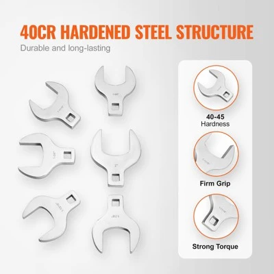 VEVOR Crowfoot Wrench Set, 1/2" Drive 14-Piece SAE (1-1/16" - 2") Crows Foot Wrench Set With Storage Tray, 40CR Material With Laser Etched Sizing 3 VEVOR Crowfoot Wrench Set, 1/2" Drive 14-Piece SAE (1-1/16" - 2") Crows Foot Wrench Set With Storage Tray, 40CR Material With Laser Etched Sizing - Image 3
