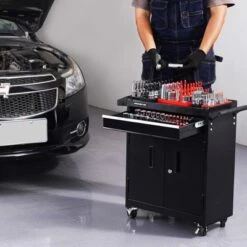 VEVOR Socket Organizer Set, 8PCS High-Rod Socket Holder, 1/4'', 3/8'' & 1/2'' Metric SAE Socket Trays With Clear Labels, Hold Up To 176PCS Standard