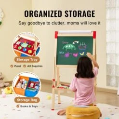 VEVOR Art Easel For Kids, 3-in-1 Wooden Double-Sided Kid's Art Easel With Magnetic Whiteboard, Chalkboard, Paper Roll, Standing Drawing Board -Aesthtic Interiors GUEST 0c4472be d646 4257 948a 65dad8624558