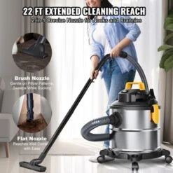 VEVOR Stainless Steel Wet Dry Shop Vacuum, 5.5 Gallon 6 Peak HP Wet/Dry Vac, Powerful Suction, Small Vac Perfect For Carpet Debris, Pet Hair -Aesthtic Interiors GUEST 0c88e3da 9f9b 4861 bbb4 1f3d72e65588