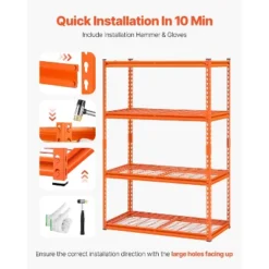 VEVOR Storage Shelves, 2400 Lbs, 4 Tier Heavy Duty Garage Shelving, 20" D X 40" W X 60" H Adjustable Metal Shelves For Industrial Shelving Unit -Aesthtic Interiors GUEST 0d749ac2 6d30 458e ade8 46ba4516bb84