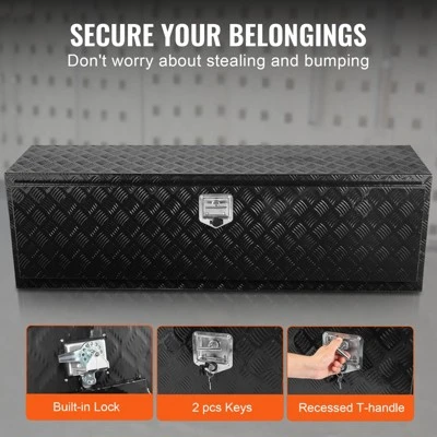 VEVOR Underbody Truck Box, 60" X 17" X 18" Pickup Storage Box, Heavy Duty Aluminum Diamond Plate Tool Box With Lock And Keys 6 VEVOR Underbody Truck Box, 60" X 17" X 18" Pickup Storage Box, Heavy Duty Aluminum Diamond Plate Tool Box With Lock And Keys - Image 6