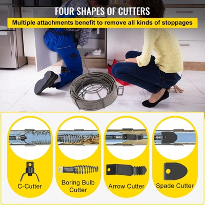 VEVOR Drain Cleaning Cable 75 Feet X 3/8 Inch Solid Core Cable Sewer Cable Drain Auger Cable Cleaner Snake Clog Pipe Drain Cleaning Cable, Gray 5 VEVOR Drain Cleaning Cable 75 Feet X 3/8 Inch Solid Core Cable Sewer Cable Drain Auger Cable Cleaner Snake Clog Pipe Drain Cleaning Cable, Gray - Image 5