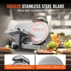 VEVOR Meat Slicer, 340W Electric Deli Food Slicer With 10" SUS420 Stainless Steel Blade And Built-in Sharpening Stone, 0-0.6 Inch Adjustable Thickness -Aesthtic Interiors GUEST 0e4e3304 77d5 4e5d aed7 7f3b3302b715