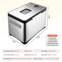 VEVOR Bread Maker, 19-in-1 2LB Dough Machine, Nonstick Ceramic Pan Automatic Breadmaker, 3 Loaf Sizes, 3 Crust Colors, Silver -Aesthtic Interiors GUEST 0e7f5436 56fc 419b a97f 5dc5a08bec97