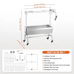 VEVOR Upgrade Rotisserie Grill, 35 Inch 90 Lbs Capacity, BBQ Whole Pig Lamb Goat Charcoal Spit Grill, Electric 42W Motor Stainless Steel, Silver -Aesthtic Interiors GUEST 0eb1661e 1bb3 43b8 a208 6b5d962a2b5f