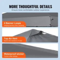 VEVOR Pop Up Canopy Tent, 10 X 10 Ft, 250 D PU Silver Coated Tarp, With Portable Roller Bag And 4 Sandbags, Waterproof And Sun Shelter Gazebo 13 VEVOR Pop Up Canopy Tent, 10 X 10 Ft, 250 D PU Silver Coated Tarp, With Portable Roller Bag And 4 Sandbags, Waterproof And Sun Shelter Gazebo -Aesthtic Interiors GUEST 0ec30a19 0e03 4c7e 9b80 525c3f1ae250