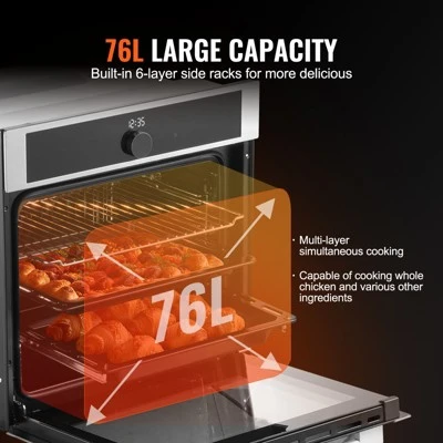 VEVOR Single Wall Oven, 24" Electric Built-in Wall Oven With 16 Cooking Functions, 2.68 Cu.Ft Electric Wall Ovens With Timer, 3150W Electric Oven 3 VEVOR Single Wall Oven, 24" Electric Built-in Wall Oven With 16 Cooking Functions, 2.68 Cu.Ft Electric Wall Ovens With Timer, 3150W Electric Oven - Image 3