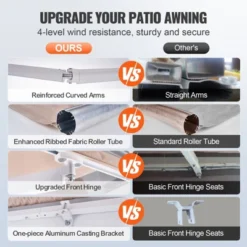 VEVOR Manual Retractable Awning, 10 X 8 Ft Outdoor Patio Awning Retractable Sun Shade,Polyester Patio Door Window Awning Sunshade Shelter -Aesthtic Interiors GUEST 0f3cc71d 1490 4bf4 9441 fb307cef64df