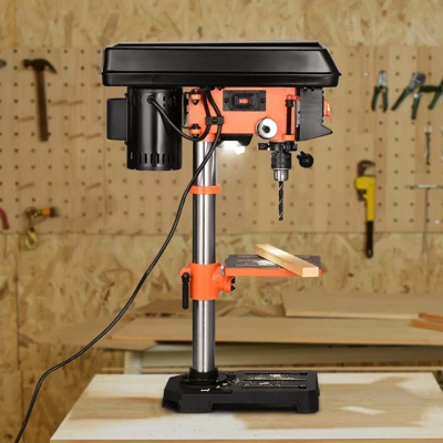 VEVOR Tabletop Drill Press: 3.2 Amp, 120V, 5-Speed Settings, Durable Cast Iron Build, 10-inch Swing, Worktable Tilts 0-45° 1 VEVOR Tabletop Drill Press: 3.2 Amp, 120V, 5-Speed Settings, Durable Cast Iron Build, 10-inch Swing, Worktable Tilts 0-45°
