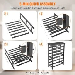 VEVOR 42 Bottle Modular Wine Rack, 7-Tier Solid Bamboo Wood Storage Racks With Table Top, Floor Freestanding Wines Holder Display Shelf, Black -Aesthtic Interiors GUEST 0f551bf4 bc1c 4c02 b665 57e8f2b17a22