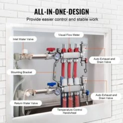 VEVOR 3-Branch Radiant Heat Manifold, 1/2" PEX Tubing Manifold, Stainless Steel PEX Manifold For Hydronic Radiant Floor Heating, Silver -Aesthtic Interiors GUEST 0f6085d6 5ced 457a 9c80 d113da87b2bf