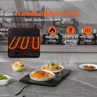 VEVOR Electric Warming Tray, 16.5" X 11" Portable Tempered Glass Heating Tray With Temperature Control (65-90℃) 2 VEVOR Electric Warming Tray, 16.5" X 11" Portable Tempered Glass Heating Tray With Temperature Control (65-90℃) - Image 2