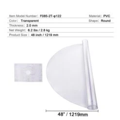 VEVOR Plastic Table Cover, 48 X 48 Inch 2.0 Mm Thick Clear Table Protector, Round PVC Desk Mat, Waterproof & Easy Cleaning Desk Pad Tablecloth -Aesthtic Interiors GUEST 0fbc8932 e4d8 484f b8b2 07e113475d3c
