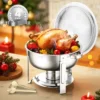 VEVOR Chafing Dish Buffet Set, 5 Qt 4 Pack, Stainless Steel Chafer With 4 Full Size Pans, Round Catering Warmer Server With Lid Water Pan, Silver