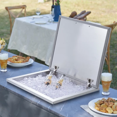 VEVOR Drop In Ice Chest, 28"L X 16"W X 17"H Stainless Steel Ice Cooler, Commercial Ice Bin With Hinged Cover, 40 Qt Outdoor Kitchen Ice Bar 1 VEVOR Drop In Ice Chest, 28"L X 16"W X 17"H Stainless Steel Ice Cooler, Commercial Ice Bin With Hinged Cover, 40 Qt Outdoor Kitchen Ice Bar