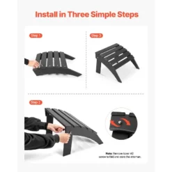 VEVOR Adirondack Ottoman, 18.7L X 19.7W X 13H Inch HDPE Plastic Folding Adirondack Ottoman, Weather-Resistant Foot Rest For Adirondack Chair, Black -Aesthtic Interiors GUEST 1041eefc 5029 453b b0dd 02568c5725df