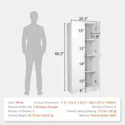 VEVOR Kitchen Pantry Cabinet, 60" Tall Food Pantry Storage Cabinet, 110LBS Freestanding Storage Cabinet Cupboard With 3 Shelves(2 Adjustable) -Aesthtic Interiors GUEST 10630b9f 43bd 4056 8a0e 099402343ac5