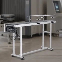 VEVOR Belt Conveyor, 59 X 7.8 Inch Conveyor Table, Heavy Duty Stainless Steel Motorized Belt Conveyor, Silver(Double Guardrail)