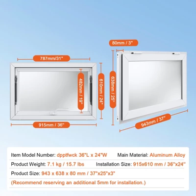 VEVOR Concession Window For Food Truck, 36"x24" Aluminum Alloy Food Truck Service Window, Up To 85 Degrees Stand Serving Window With Awning Door 7 VEVOR Concession Window For Food Truck, 36"x24" Aluminum Alloy Food Truck Service Window, Up To 85 Degrees Stand Serving Window With Awning Door - Image 7