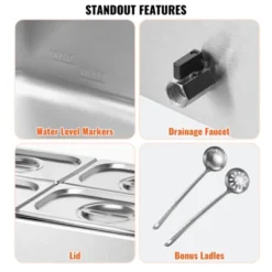 VEVOR 4-Pan Commercial Food Warmer, 15.9QT Electric Steam Table, 1200W Professional Countertop Stainless Steel Buffet Bain Marie -Aesthtic Interiors GUEST 10d8f62e a708 4d4f 8397 eb86c3397f34