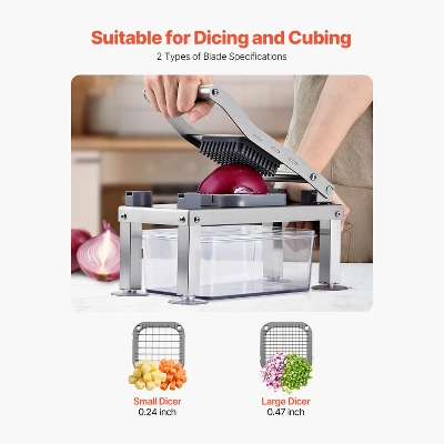 VEVOR Vegetable Chopper Mandoline Slicer, All-in-1 Food Veggie Cutter With 9 Stainless Steel Blades, Cheese Grater Onion Potato Dicer, Silver 4 VEVOR Vegetable Chopper Mandoline Slicer, All-in-1 Food Veggie Cutter With 9 Stainless Steel Blades, Cheese Grater Onion Potato Dicer, Silver - Image 4