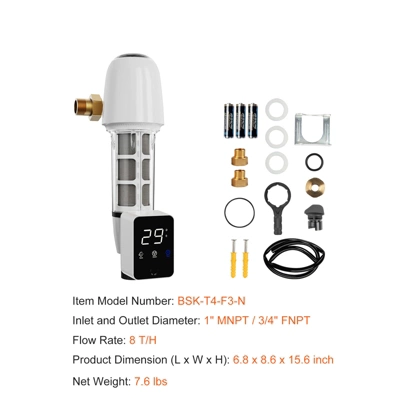 VEVOR Spin Down Filter, 40 Micron Whole House Sediment Filter For Well Water, 1" MNPT + 3/4" FNPT, 8 T/H High Flow Rate, White 7 VEVOR Spin Down Filter, 40 Micron Whole House Sediment Filter For Well Water, 1" MNPT + 3/4" FNPT, 8 T/H High Flow Rate, White - Image 7