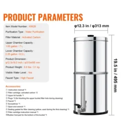 VEVOR Gravity-fed Water Filter System, 2.25G 304 Stainless-Steel Countertop System, Water Filtration System, Reduces Lead And Up To 99% -Aesthtic Interiors GUEST 124acc9c 0457 4268 b4cb 5f6db1884b24