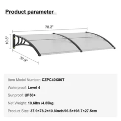 VEVOR Window Door Awning Canopy 40" X 80", UPF 50+ Polycarbonate Entry Door Outdoor Window Awning Exterior, Front Door Overhang Awning 14 VEVOR Window Door Awning Canopy 40" X 80", UPF 50+ Polycarbonate Entry Door Outdoor Window Awning Exterior, Front Door Overhang Awning -Aesthtic Interiors GUEST 124c71d7 5bb2 4662 8534 f88e181b83ea