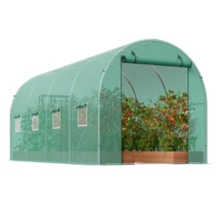 VEVOR Walk-in Tunnel Greenhouse, 14.6x6.4x6.3 Ft Hoop House Greenhouse Tunnel With Galvanized Steel Frame, Green PE Cover, Roll-up Zipper Door -Aesthtic Interiors GUEST 12d50c5c 93e5 42db ad2e b9b85ef0c666