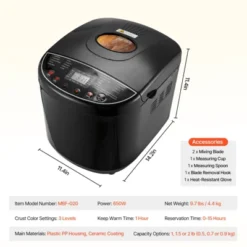 VEVOR Bread Maker, 19-in-1 2LB Dough Machine, Nonstick Ceramic Pan Automatic Breadmaker With Gluten Free Setting, 3 Loaf Sizes, 3 Crust Colors, Black 14 VEVOR Bread Maker, 19-in-1 2LB Dough Machine, Nonstick Ceramic Pan Automatic Breadmaker With Gluten Free Setting, 3 Loaf Sizes, 3 Crust Colors, Black -Aesthtic Interiors GUEST 13756933 5c09 45ad 9f8a f3fd430d15f8