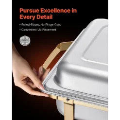 VEVOR Chafing Dish Buffet Set, 8 Qt 4 Pack, Stainless Steel Chafer With 2 Full Size And 4 Half Size Pans, Rectangle Catering Warmer Server, Silver -Aesthtic Interiors GUEST 13a68bbf d18d 48a7 9a8e 7b911ab19b82
