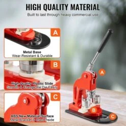 VEVOR Button Maker Machine, 25mm (1 Inch) Badge Punch Press Kit, Children DIY Gifts Pin Maker, Button Making Supplies, Orange -Aesthtic Interiors GUEST 13acce80 c78c 4b72 8be7 775584baf4bd