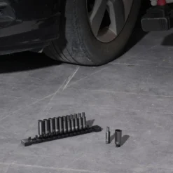 VEVOR 1/4" Drive Impact Socket Set,14 Piece Deep Socket Set Metric 4-15mm, 6 Point Cr-Mo Alloy Steel For Auto Repair, Easy-to-Read Size Markings,BLACK