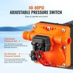 VEVOR Water Diaphragm Pump, 12V DC, 3.5 GPM Flow, 55 PSI Rated Pressure (40-80 PSI Adjustable), 1/2" MNPT Self Priming Sprayer Pump, Orange -Aesthtic Interiors GUEST 142a4f95 e259 4c22 825f fb23b5663dcf
