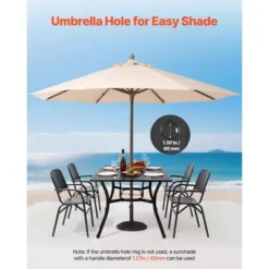 VEVOR Outdoor Patio Dining Table, 59 Inch Long Rectangular Metal Steel Slat Backyard Bistro Tables For 4-6, With 1.5 In Umbrella Hole, Black -Aesthtic Interiors GUEST 14e6a0a7 ce3f 45a4 8445 2146d5324458