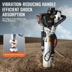 VEVOR 37.77cc Gas-Powered T Post Driver, 4-Stroke Engine Gasoline Fence Piling Pounder, With 3 Post Driving Head(45/55/88 Mm) , Silver -Aesthtic Interiors GUEST 15cc4e8d 92fd 4ec4 bf36 4c0a11d60570