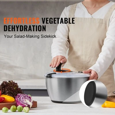 VEVOR Stainless Steel Salad Spinner, 4.75Qt, One-handed Easy Press Large Vegetable Dryer Washer, Lettuce Cleaner And Dryer 2 VEVOR Stainless Steel Salad Spinner, 4.75Qt, One-handed Easy Press Large Vegetable Dryer Washer, Lettuce Cleaner And Dryer - Image 2
