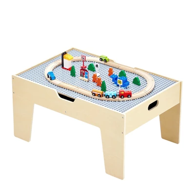 VEVOR Multi-Purpose Activity Play Table, 290 Building Bricks And 30-Piece Wooden Train Set, For Kids Ages 3+, Multicoclor 8 VEVOR Multi-Purpose Activity Play Table, 290 Building Bricks And 30-Piece Wooden Train Set, For Kids Ages 3+, Multicoclor - Image 8
