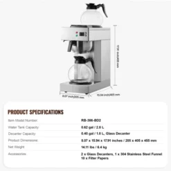 VEVOR 12 Cups Commercial Drip Coffee Maker, Coffee Maker Machine With 2 Glass Carafes And 2 Warmer Plates, Stainless Steel Pour Over Coffee Brewer 14 VEVOR 12 Cups Commercial Drip Coffee Maker, Coffee Maker Machine With 2 Glass Carafes And 2 Warmer Plates, Stainless Steel Pour Over Coffee Brewer -Aesthtic Interiors GUEST 16951eb4 aabe 411f 9d44 26eb8a6f7ade