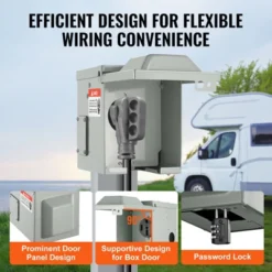 VEVOR 50 Amp RV Power Outlet Box, 125/250 Volt, Enclosed Lockable Outdoor RV Receptacle Box, NEMA 14-50R Weatherproof Electrical Panel, Gray -Aesthtic Interiors GUEST 16f26226 bacb 494c a2df 40eb5a7a89e6