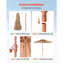 VEVOR Tiki Umbrella, 9 Ft Thatched Patio Umbrella With Tilt, 2-Tier Hawaiian Style Beach Parasol With PP Thatch And 8 Metal Ribs, Original Color -Aesthtic Interiors GUEST 1705feda 5b96 497c aa37 0de0a4ba0247