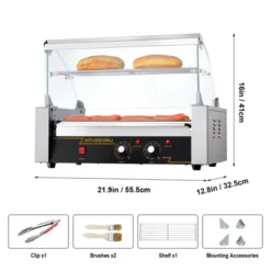 VEVOR Hot Dog Roller 7 Rollers 18 Hot Dogs Capacity 1050W Stainless Sausage Grill Cooker Machine With Dual Temp Control Glass Hood Acrylic Cover 14 VEVOR Hot Dog Roller 7 Rollers 18 Hot Dogs Capacity 1050W Stainless Sausage Grill Cooker Machine With Dual Temp Control Glass Hood Acrylic Cover -Aesthtic Interiors GUEST 174f1465 5a7b 4a74 a386 25909238833b