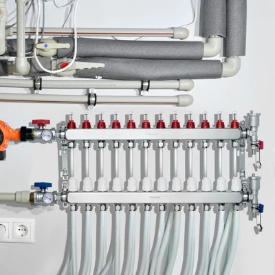 VEVOR 12-Branch Radiant Heat Manifold, 1/2" PEX Tubing Manifold, Stainless Steel PEX Manifold For Hydronic Radiant Floor Heating, Silver 1 VEVOR 12-Branch Radiant Heat Manifold, 1/2" PEX Tubing Manifold, Stainless Steel PEX Manifold For Hydronic Radiant Floor Heating, Silver