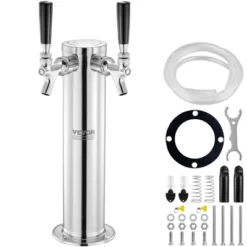 VEVOR Dual Taps Draft Beer Tower Dispenser, Stainless Steel Keg Beer Tower, Kegerator Tower Kit With Pre-Assembled Tubing -Aesthtic Interiors GUEST 1771d489 bbf7 4b24 a21a aae9a34ca163