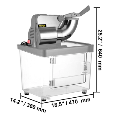 VEVOR 110V Commercial Ice Crusher 440LBS/H, ETL Approved 300W Electric Snow Cone Machine With Dual Blades, Stainless Steel Shaved Ice Machine, Silver 7 VEVOR 110V Commercial Ice Crusher 440LBS/H, ETL Approved 300W Electric Snow Cone Machine With Dual Blades, Stainless Steel Shaved Ice Machine, Silver - Image 7