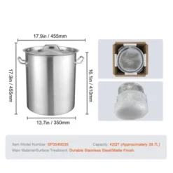 VEVOR Stainless Steel Stockpot, 42 Quart Large Cooking Pots, Cookware Sauce Pot With Basket, Lid, And Handle, Heavy Duty Grade Stock Pot, Silver -Aesthtic Interiors GUEST 17960d7c f968 41f1 a98f 9eb57727a03d
