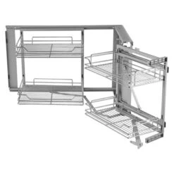 VEVOR 18"W Opening Blind Corner Pull Out Organizer, 2 Tier 4 Shelf Kitchen Cabinet Organizer, Magic Chrome Carbon Steel Storage Basket, Silver -Aesthtic Interiors GUEST 17a03c08 e641 4dc5 a311 bcd64ff26c36