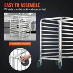 VEVOR Bun Pan Rack, 10-Tier Commercial Bakery Racks With Brake Wheels, Aluminum Racking Trolley Storage For Half & Full Sheet, 26"L X 20.3"W X 39"H -Aesthtic Interiors GUEST 17eb0ba7 f99c 4cdd a95b df1f8223a81a