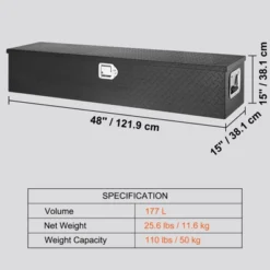 VEVOR Heavy Duty Aluminum Truck Bed Tool Box, Diamond Plate Tool Box With Side Handle And Lock Keys, Storage Tool Box Chest Box Organizer, Black -Aesthtic Interiors GUEST 1819ec04 4d1f 47b3 9190 1b5227de5093